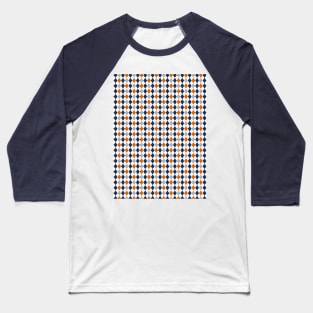 Navy Silver Orange and White Argyle Pattern Diamond Checks Baseball T-Shirt